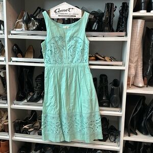 Anthropologie mint eyelet dress